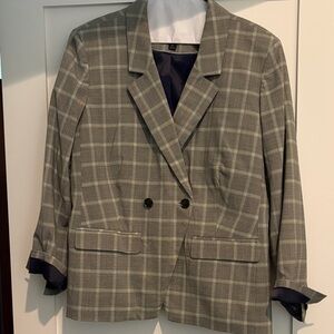 J. Crew Women's Gray Plaid Blazer